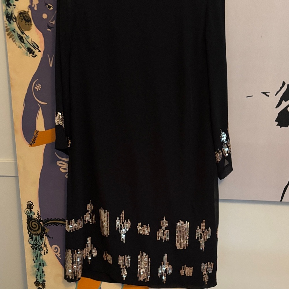 Dana Buchman Black Dress with gold Sequins - lined worn once zipper back